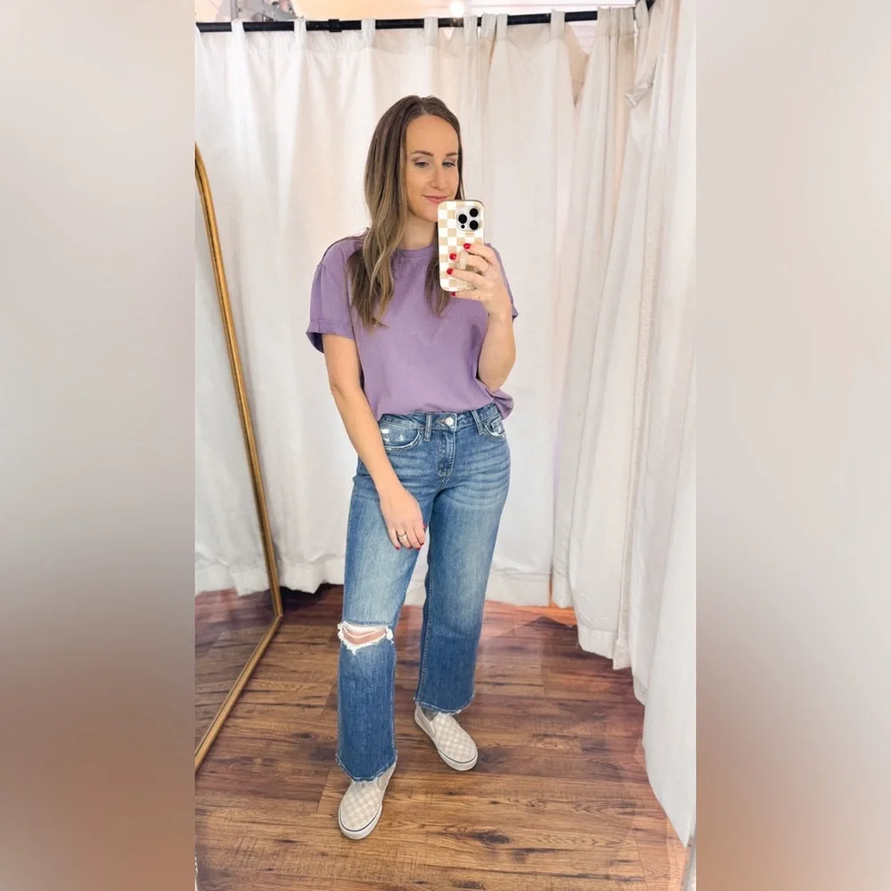 Lovervet High Rise Slim Wide Leg Crop Jeans - Picture 3 of 5